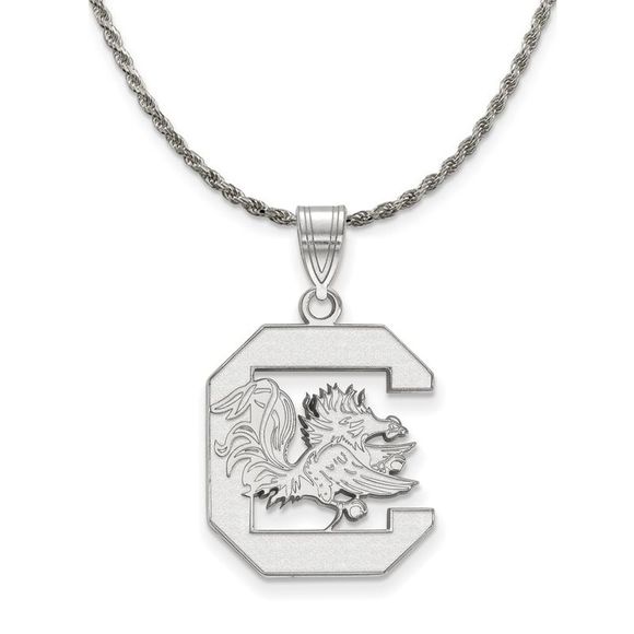 Sterling Silver South Carolina Lg Logo Pendant Necklace -...
